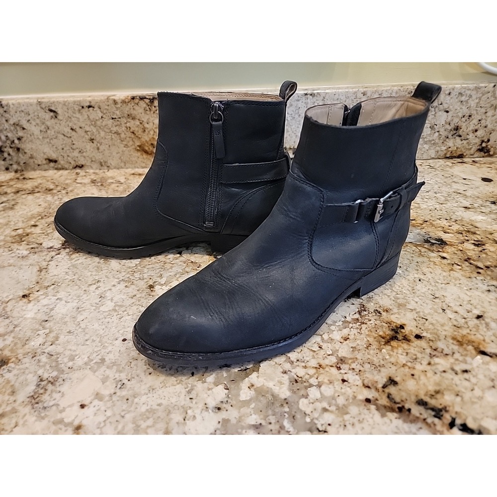 Sebago Neshoba Low Boot Women's 8.5 Black Leather Pull On Side Zip Buckle Boots